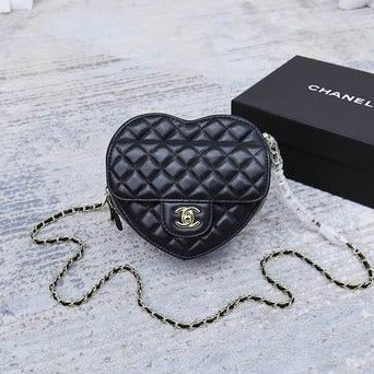 Black Leather Heart Mini Bag